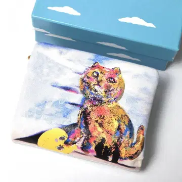 미사용 츠모리치사토 플라워캣 소가죽 지갑 동전 지갑 포함 블루