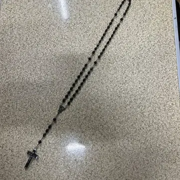 이탈리아제 빈티지 그리스도 십자가 크로스 메달 로사리오 비즈 목걸이
