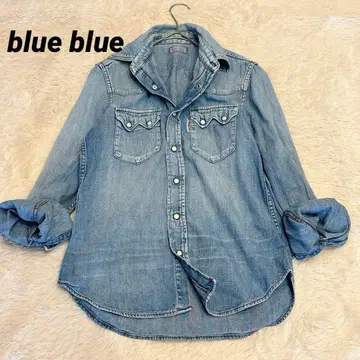 blue blue 블루블루 데님 웨스턴 셔츠 빈티지 가공 일본제