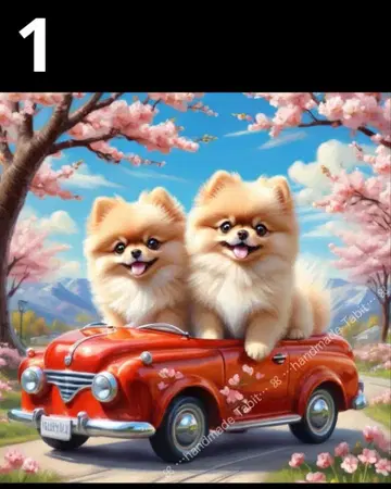 오더 페이지 손수건 봄 포메라니안 패턴 핸드메이드 2/26