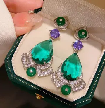 이탈리아 구매 에메랄드 귀걸이 비쥬 롱 새상품