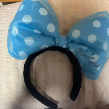 디즈니 머리띠 미니 리본 빅 리본 스카이블루 도트
