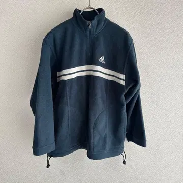 adidas vintage 네이비 플리스 자켓 하프 지퍼 90s