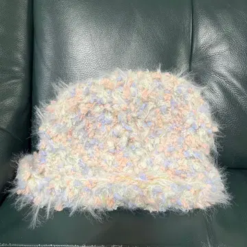 [ 핸드메이드 ] 복슬복슬 털실 모자 머리 둘레 약 56~58cm