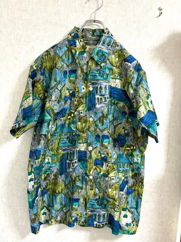 구제 의류 MANHOUSE 유화풍 빈티지 셔츠 반팔 L 고흐 모네 피카소