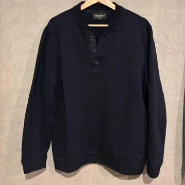 Eddie Bauer 코튼 니트 헨리넥 L 네이비