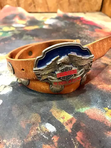 매우 멋진 구제 의류 소가죽 벨트 콘초&버클 포함 XS 빈티지 아메카지