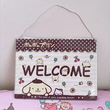 산리오 폼폼푸딩 & 머핀 룸 플레이트 웰컴 보드 새상품