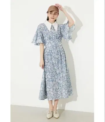 rienda 샤프 컬러 슬리브 원피스 블루 s