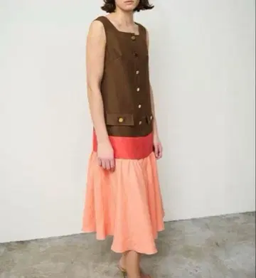 57,200엔 새상품 [그레이스 콘티넨탈] 린넨 터치 배색 원피스 36