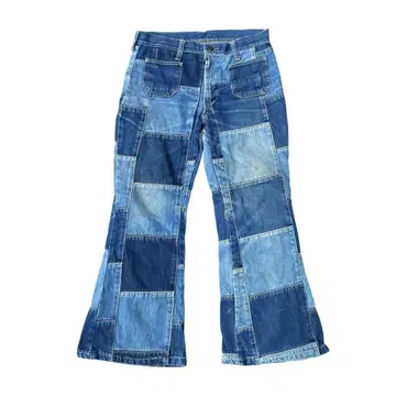 70-80s BLUE BORN 패치워크 플레어 데님 레트로 y2k