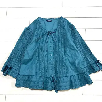 [ 새상품급/최근 ] 핑크하우스 피코프릴 레이스 리본 핀턱 블라우스