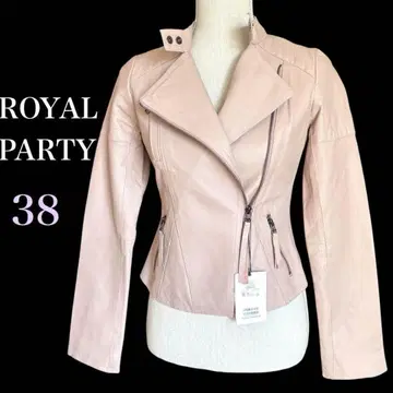 새상품 ROYAL PARTY 라이더 자켓 핑크 사이즈 38 천연 가죽