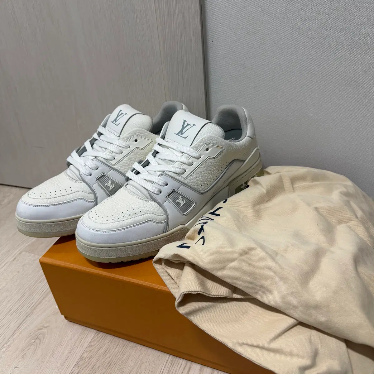 270 7 1/2) Louis Vuitton Trainer Denim Sneakers Blue on Bunjang 