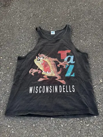 90s USA제 Velva Sheen TAZ 타즈 탱크탑 블랙