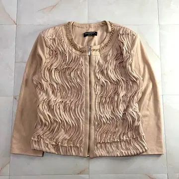 이탈리아제 기믹 집업 자켓 핑크 베이지 L 엘레강트