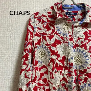 CHAPS 꽃무늬 긴팔 셔츠 빨간색 면 100%