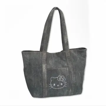 헬로키티 토트백 데님 블랙 산리오 아베일 라이트스톤