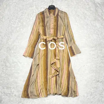 COS 코스 프린트 패턴 미디 셔츠 원피스 벨트 멀티 38 정가 17