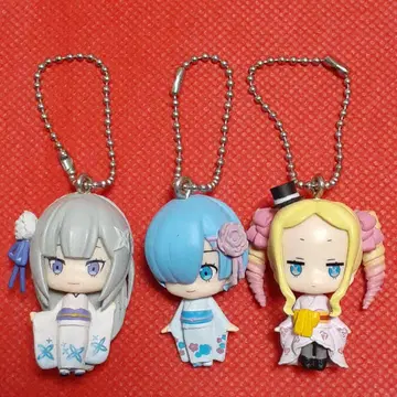 리제로 가챠 에밀리아 렘 베아트리스 체인 마스코트 피규어
