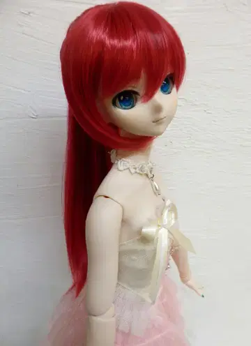 내열 인형 가발 히메카즈라+ M-D-LE 포니테일 레드 9-9.5인치