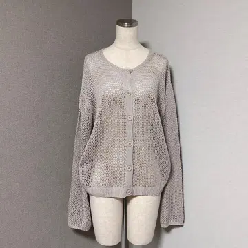 아프레 주르 메쉬 니트 가디건 베이지