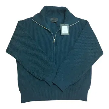 YOKE 3/4 Front Zip Highneck Rib Sweater