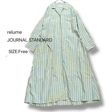 저널 스탠다드 리오셀 린넨 스트라이프 오픈 카라 원피스