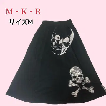 MKR 스컬 해골 레이스 롱 스커트 y2k M 해골 고딕 V계