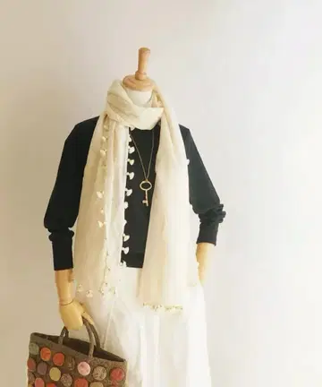 시트러스 스톨 울 100% 아이보리