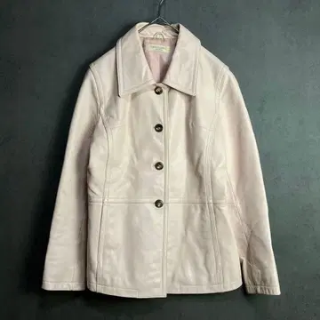 미사용급 이탈리아제 양가죽 가죽 자켓 옅은 핑크 M 상당