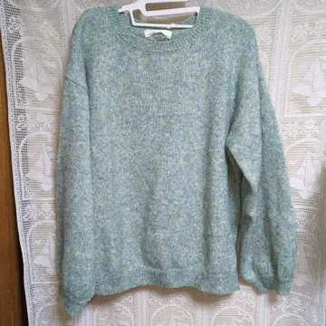 청록색 믹스 컬러 니트 스웨터 긴팔