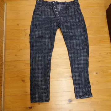 [ 야마네 EVISU 일본제 체크 데님 33 x 35 고양이 프린트 ]