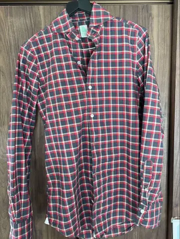 이탈리아제 finamore 체크 무늬 긴팔 셔츠 피나모레