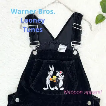 90s 루니툰 자수 오버롤 블랙 XS~M 면 100 구제 의류