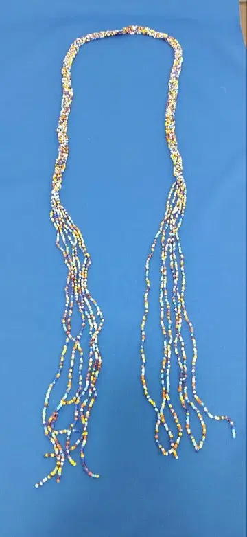 변화무쌍 164cm 컬러풀 롱 목걸이 비즈 편직 프린지 에스닉풍