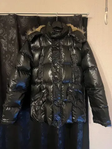 semantic design 인조 모피 후드 자켓 블랙 L