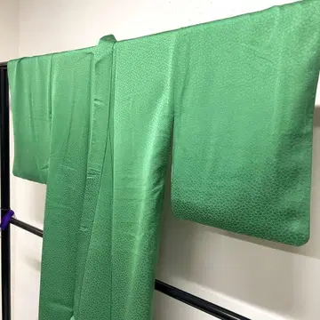 이로무지 문 없음 작은 꽃지문 바치 옷깃 그린 컬러 기모노 091tz