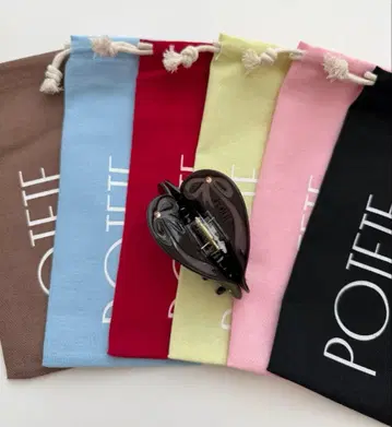 포테테 리본 하트 클립 에스프레소