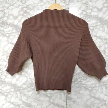 CAWAII 5부 소매 리브 니트 스웨터 풀오버 보틀넥