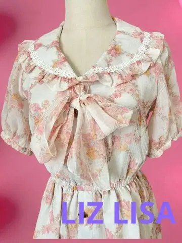 LIZ LISA 꽃무늬 원피스 리본 프릴 양산계 걸리시 리즈리사