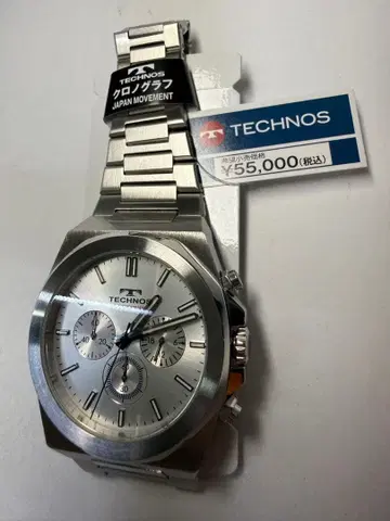 TECHNOS 크로노그래프 손목시계 실버