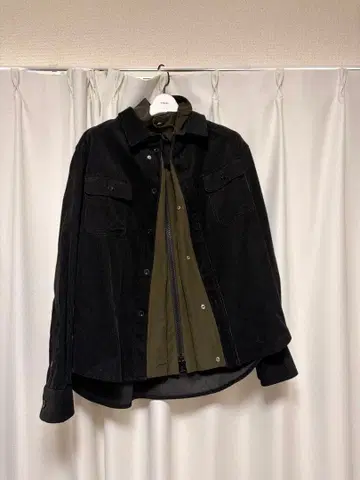 sacai 25aw corduroy shirt black khaki