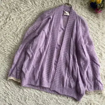 FORTE_FORTE 모헤어 가디건 퍼플 니트 롱