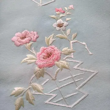 장식용 깃 자수 페일 그린 순수 실크 고전적인 자수