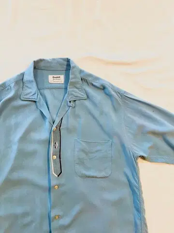 [ 로카빌리 ] 60s 레이온 셔츠 라이트 블루 자수 레어