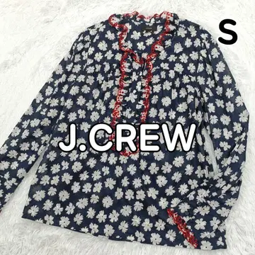 J.crew 제이크루 봄/여름 블라우스 풀오버 프릴 꽃무늬 네이비 컬러