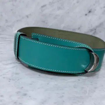 이탈리아제 BALLY 발리 벨트 천연 가죽 가죽 에메랄드 그린 넓은 폭