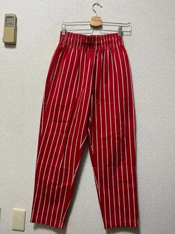 쿡맨 이지 셰프 팬츠 / M 빨간색 x 화이트 핀스트라이프 cookman