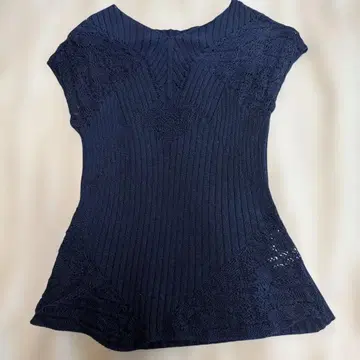 [ PINORE ] 네이비 반팔 니트탑